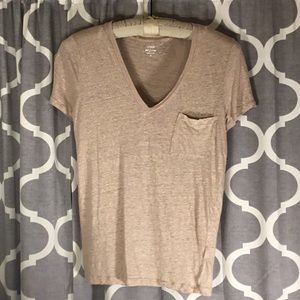 Woman’s J.Crew Gold with Gold Glitter V-Neck Top